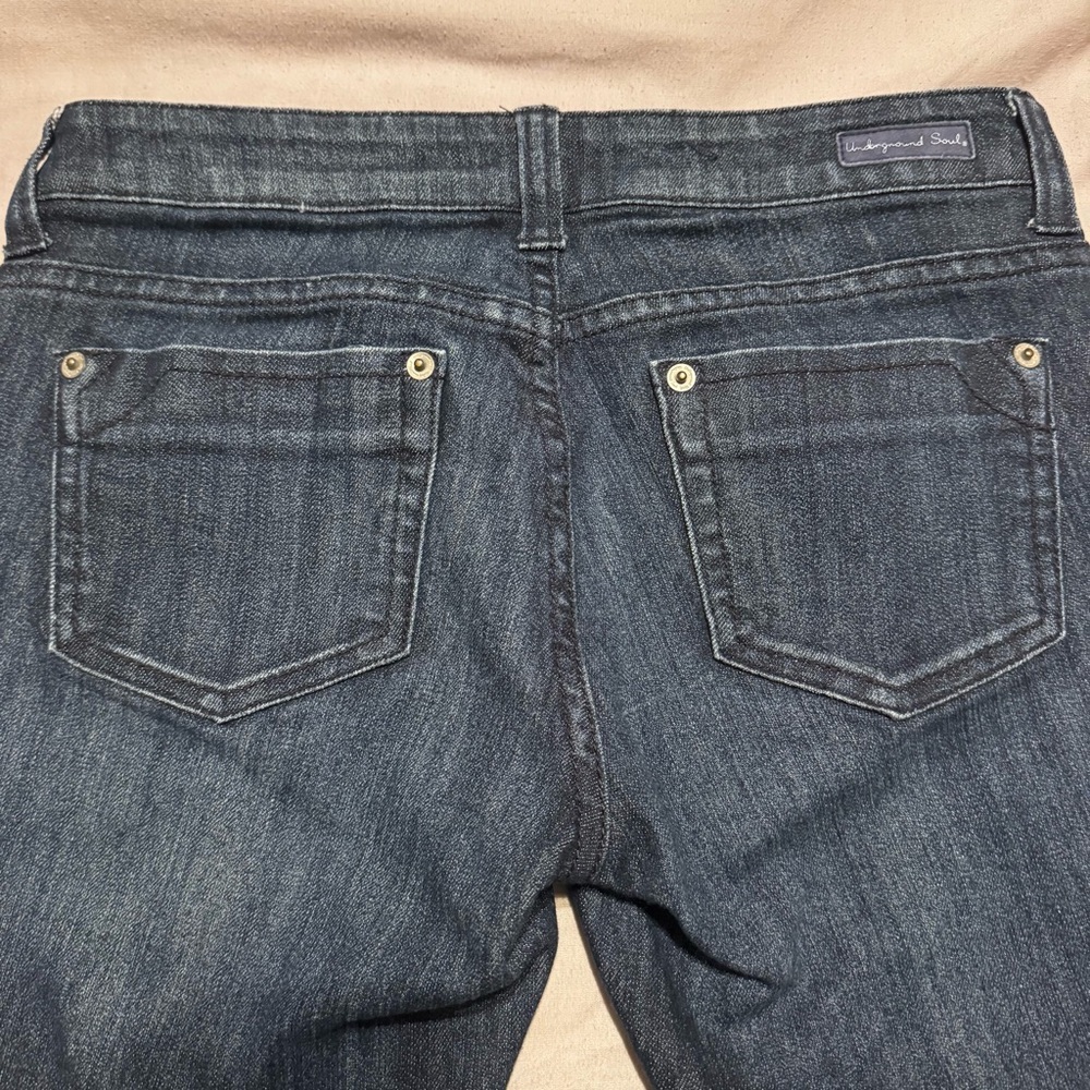 UGS Underground Soul Y2K Low Rise Jeans Women’s Size 5 Dark Wash Straight Leg - Picture 4 of 8
